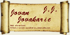 Jovan Jovakarić vizit kartica